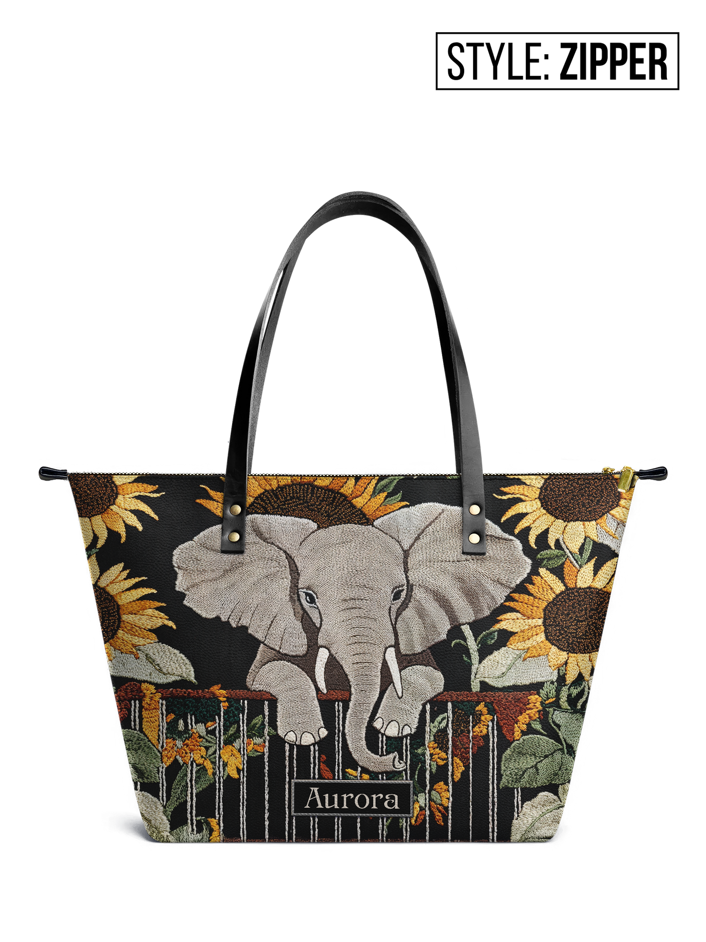 Elephant Sunflower HTRZ30123771DR Leather Tote Bag