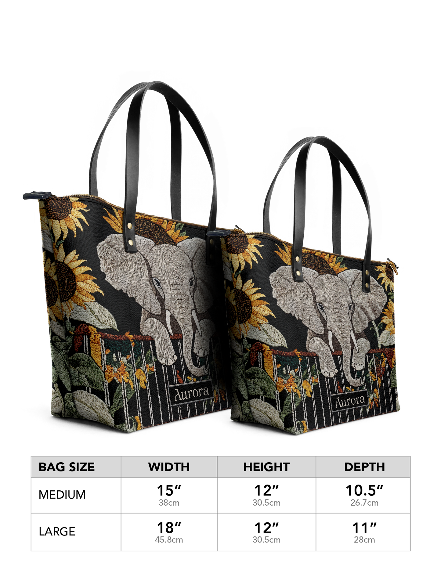 Elephant Sunflower HTRZ30123771DR Leather Tote Bag