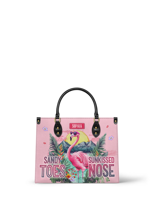 Sandy Toes Sunkissed Nose Flamingo Beach HHRZ27121812BF Leather Bag