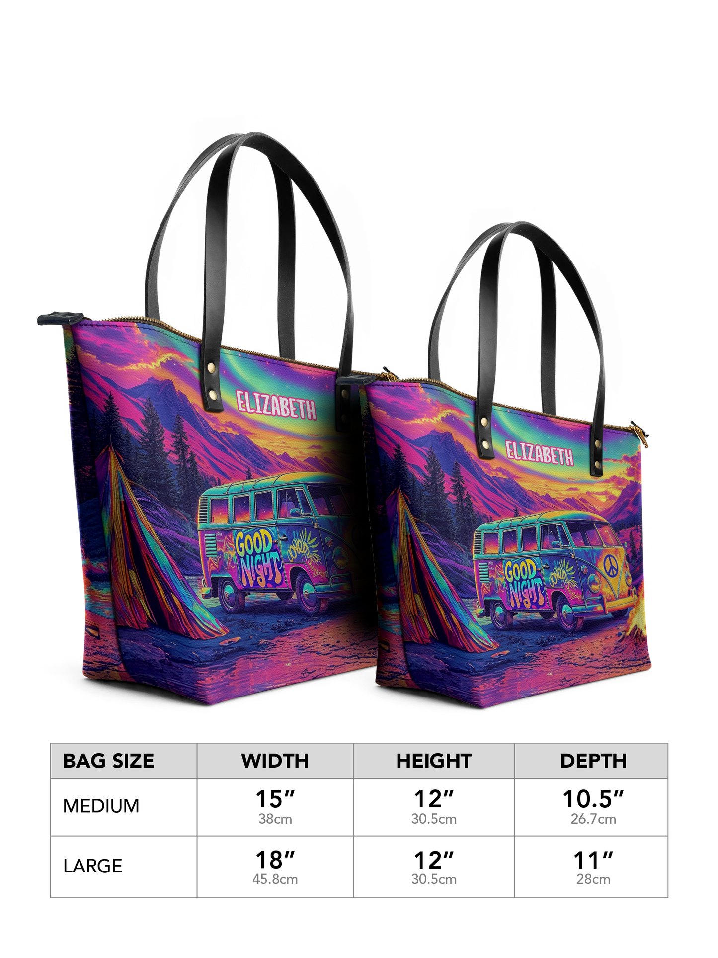 Hippie RV Van Jungle  ANRZ02019185PA Leather Tote Bag