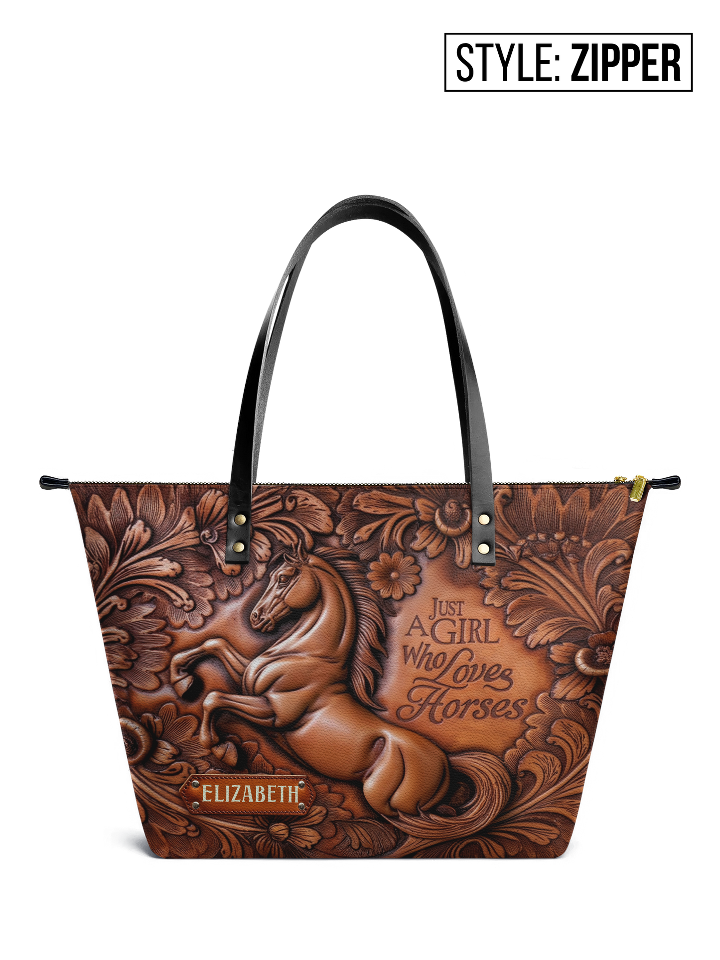 Horse Flower ANRZ02015089JJ Leather Tote Bag