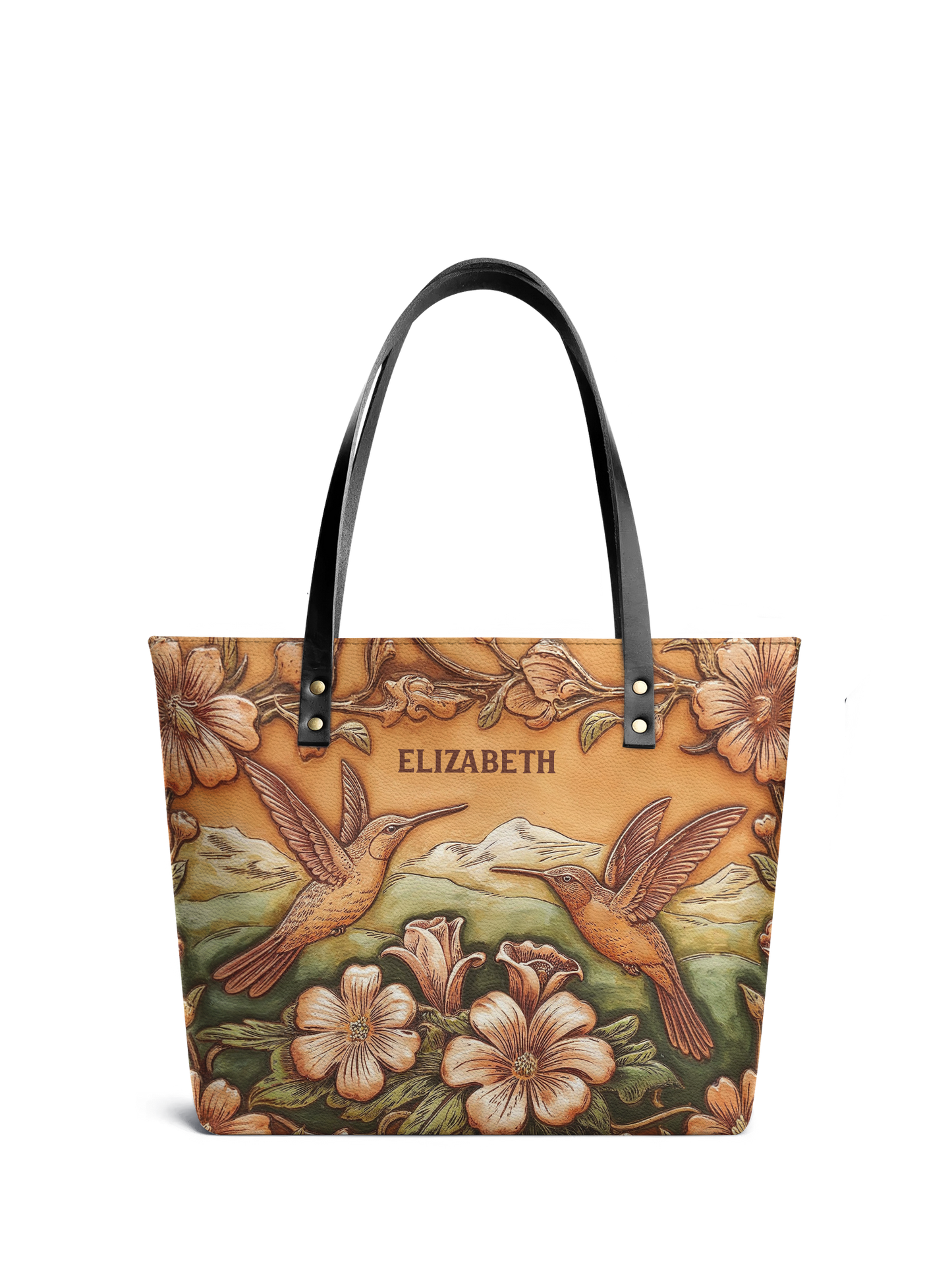 Hummingbird Flower ANRZ02015610QT Leather Tote Bag