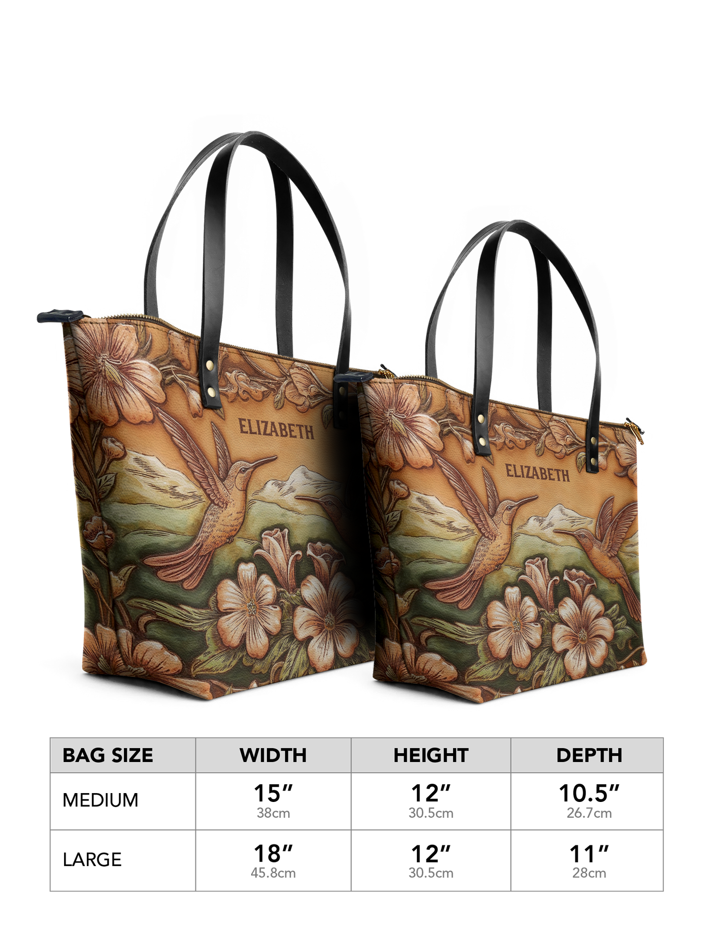 Hummingbird Flower ANRZ02015610QT Leather Tote Bag