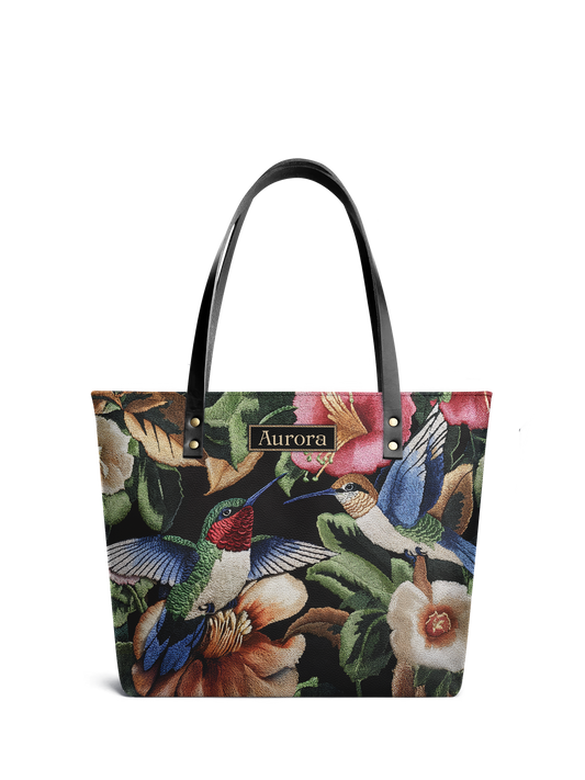 Hummingbird Flower HTRZ30127766QL Leather Tote Bag