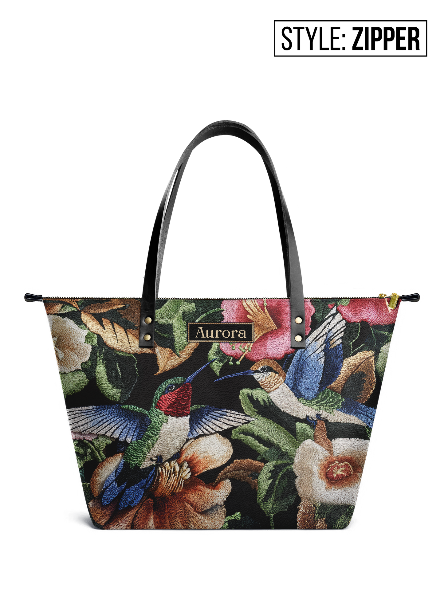 Hummingbird Flower HTRZ30127766QL Leather Tote Bag