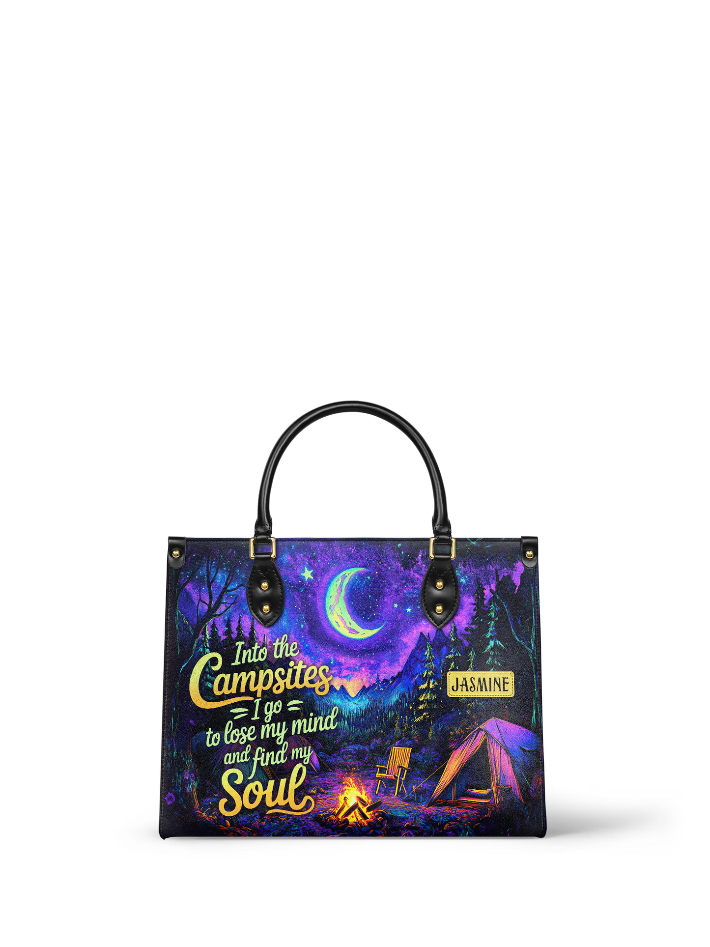 Into The Campsites I Go To Lose My Mind And Find My Soul Campfire Jungle HHRZ27129026LM Leather Bag