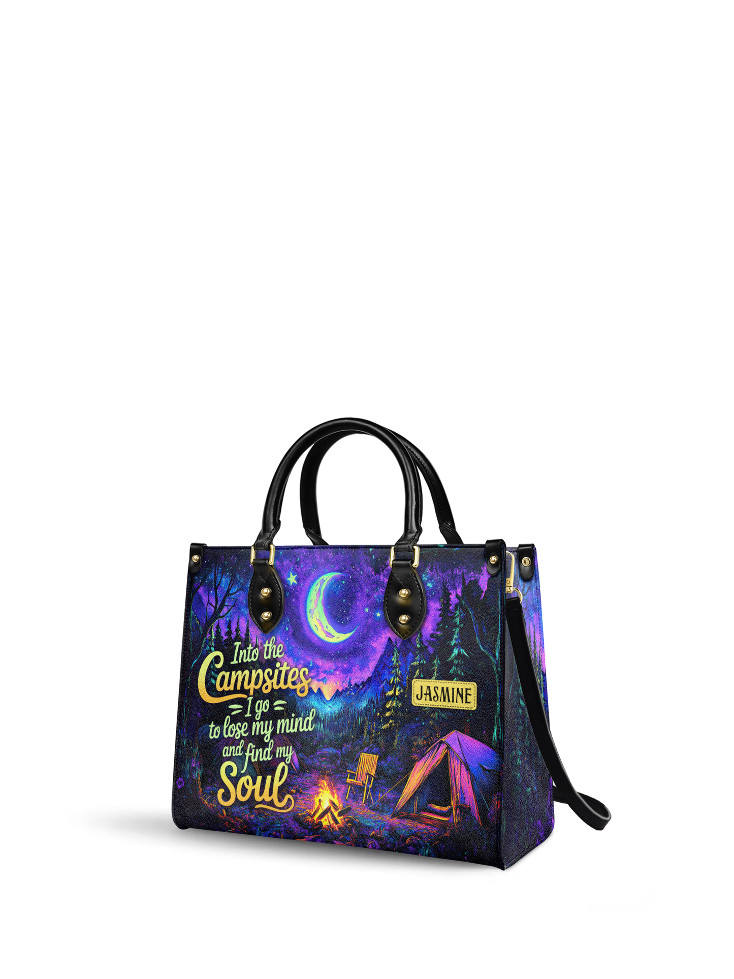 Into The Campsites I Go To Lose My Mind And Find My Soul Campfire Jungle HHRZ27129026LM Leather Bag