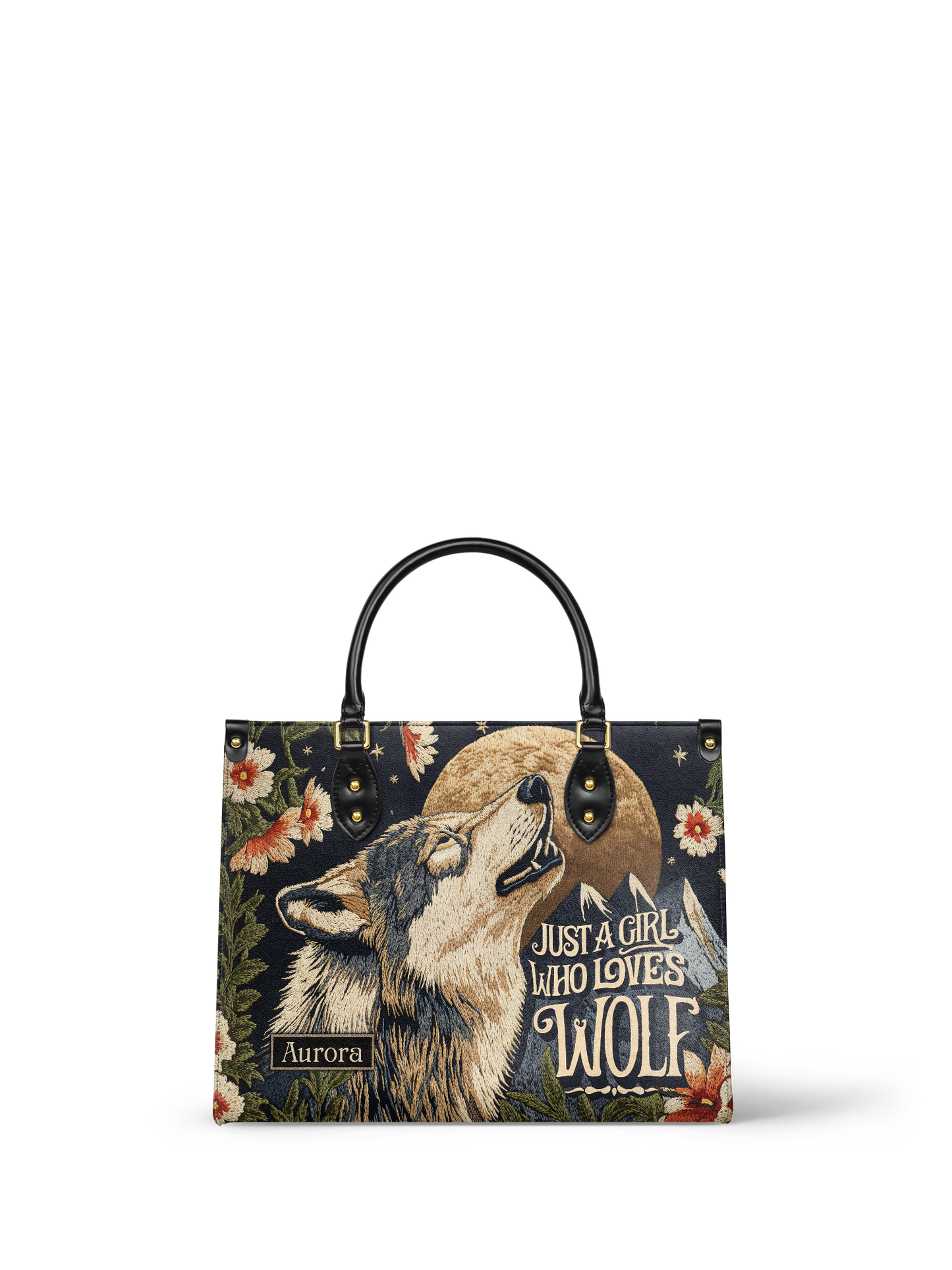 Just A Girl Who Loves Wolf Jungle HTRZ27124802KF Leather Bag