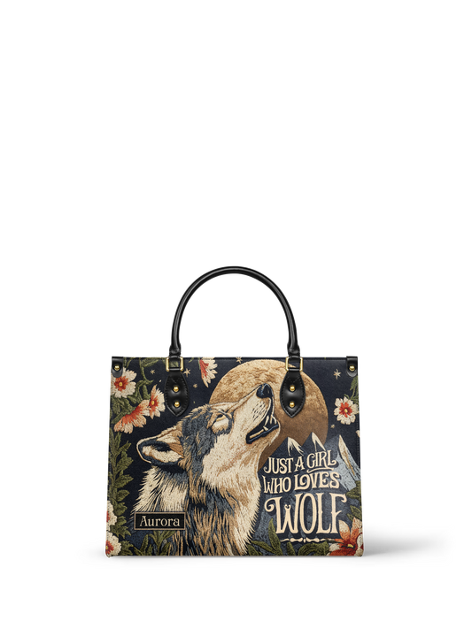 Just A Girl Who Loves Wolf Jungle HTRZ27124802KF Leather Bag