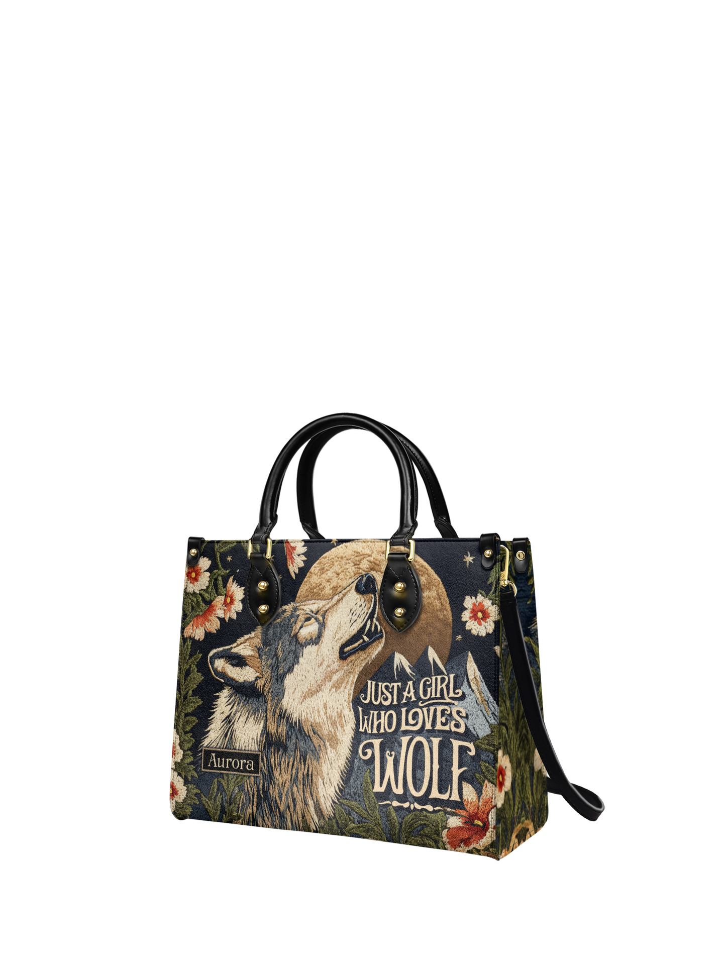 Just A Girl Who Loves Wolf Jungle HTRZ27124802KF Leather Bag