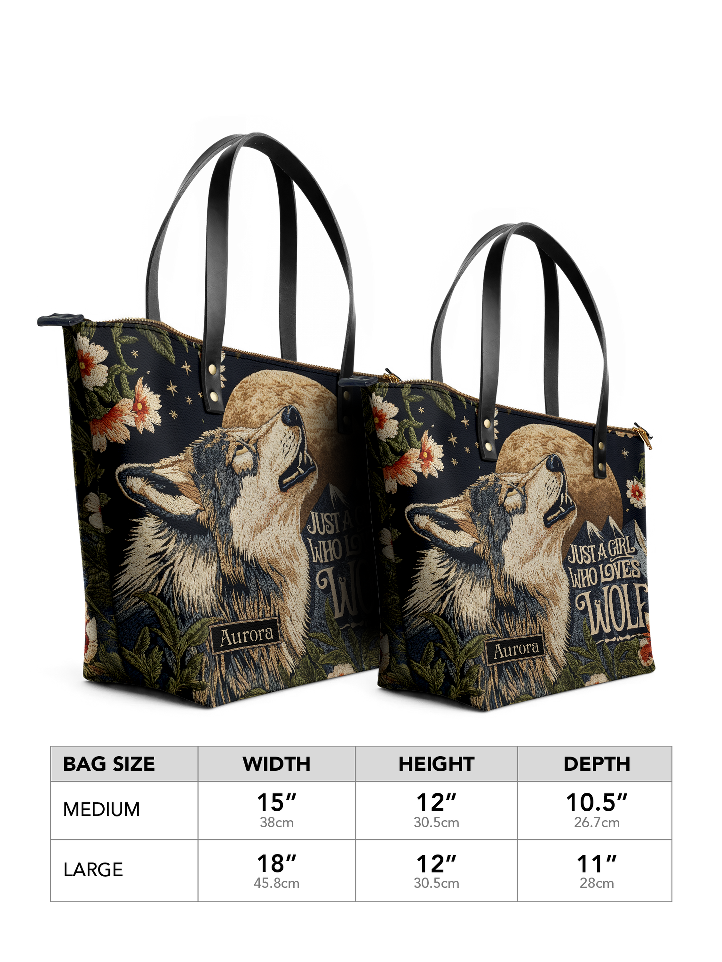 Just A Girl Who Loves Wolf Jungle HTRZ30129748VP Leather Tote Bag