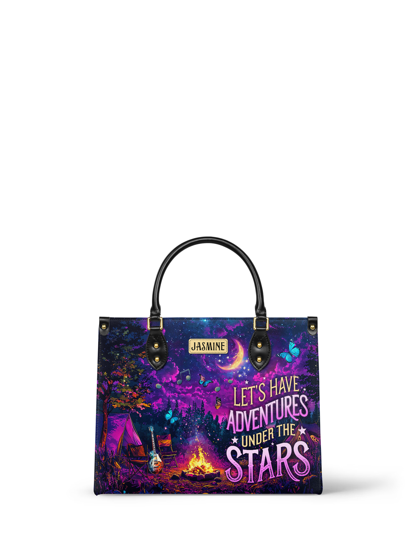 Lets Have Adventures Under The Stars Campfire Jungle HHRZ27121875JE Leather Bag