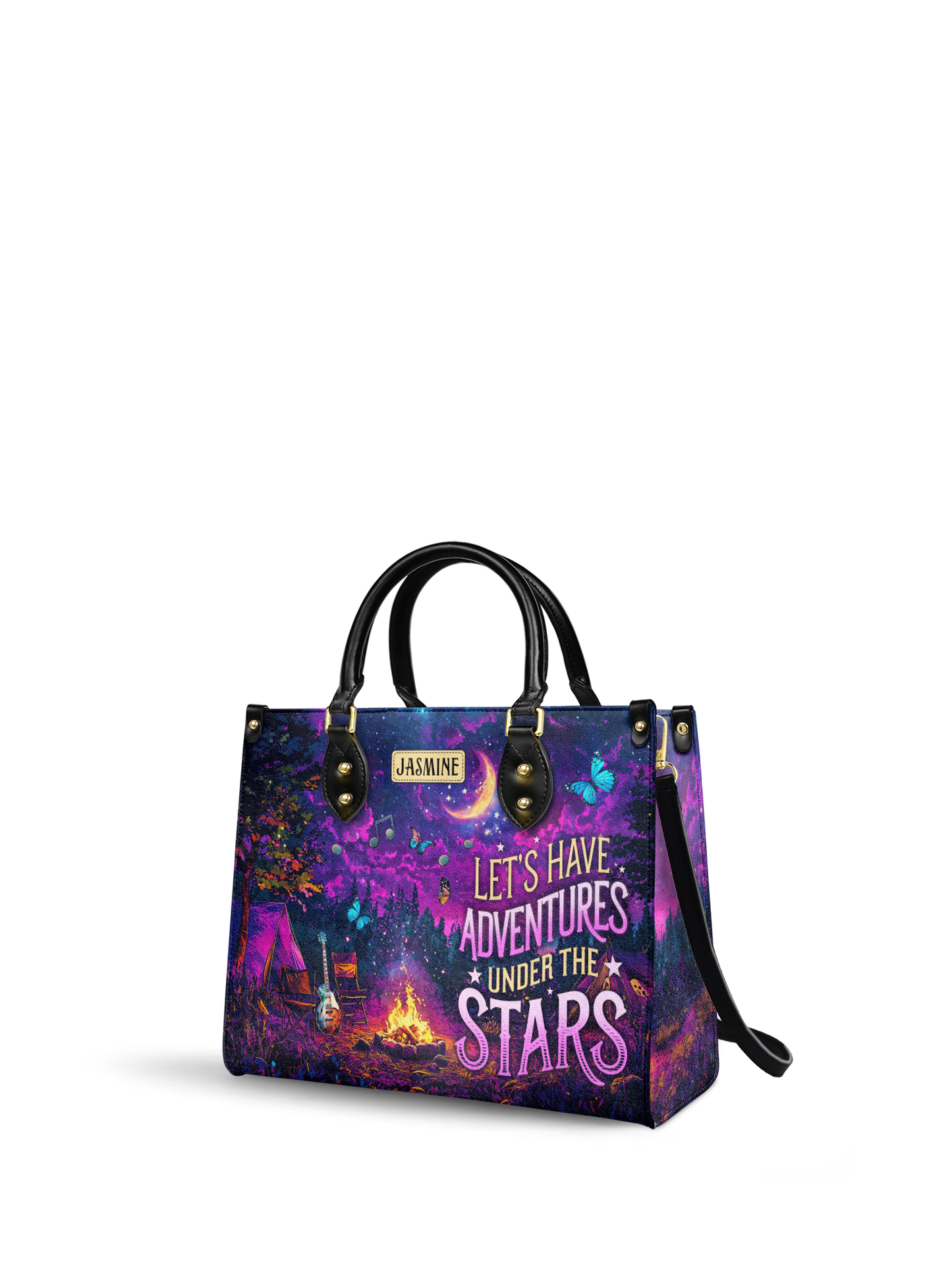 Lets Have Adventures Under The Stars Campfire Jungle HHRZ27121875JE Leather Bag