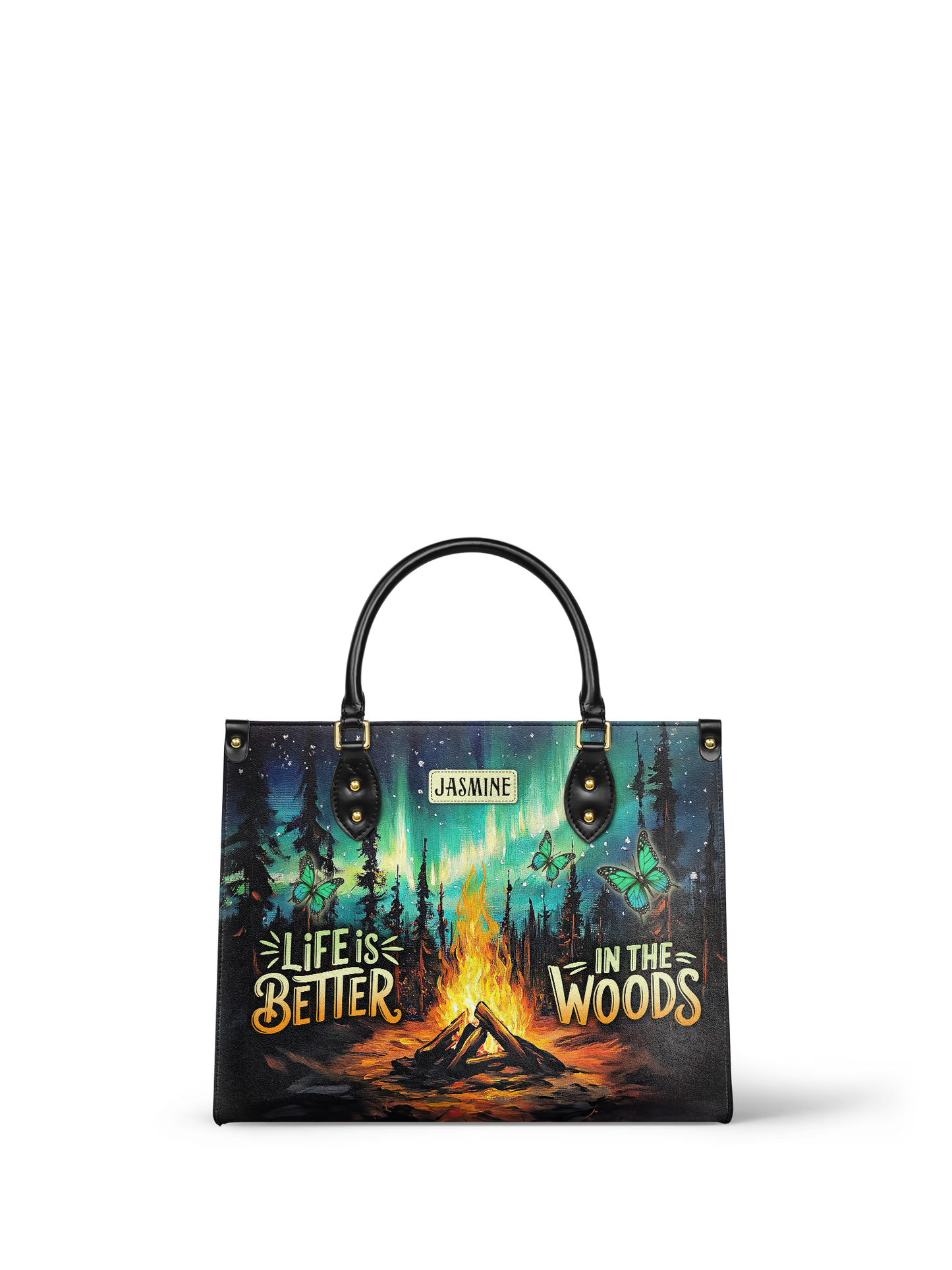 Life Is Better In The Woods Campfire Jungle HHRZ27129292UR Leather Bag