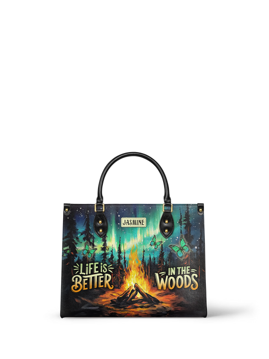 Life Is Better In The Woods Campfire Jungle HHRZ27129292UR Leather Bag