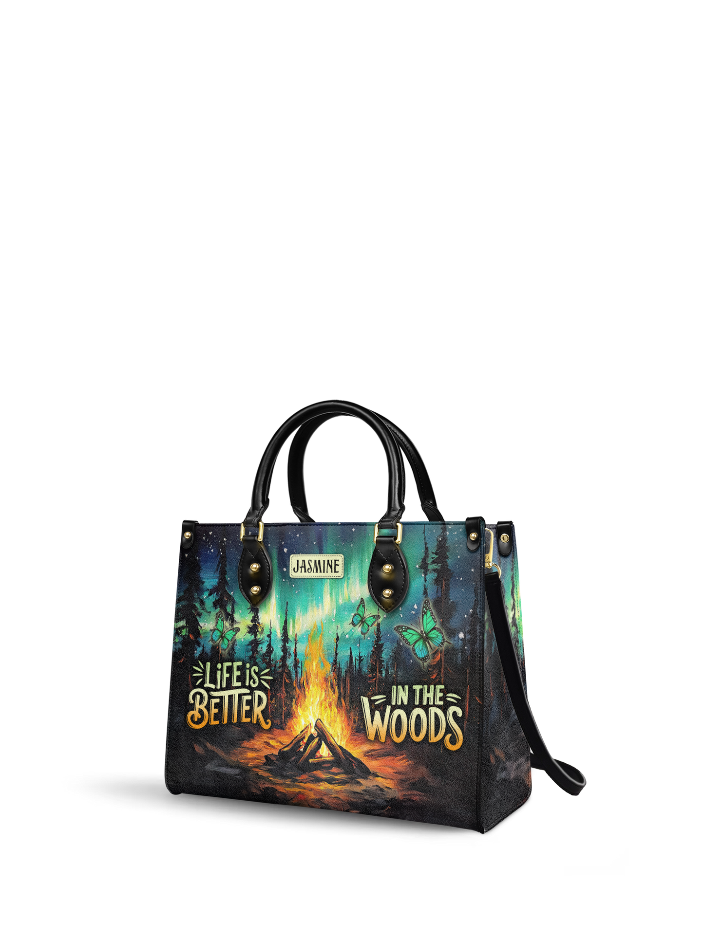 Life Is Better In The Woods Campfire Jungle HHRZ27129292UR Leather Bag