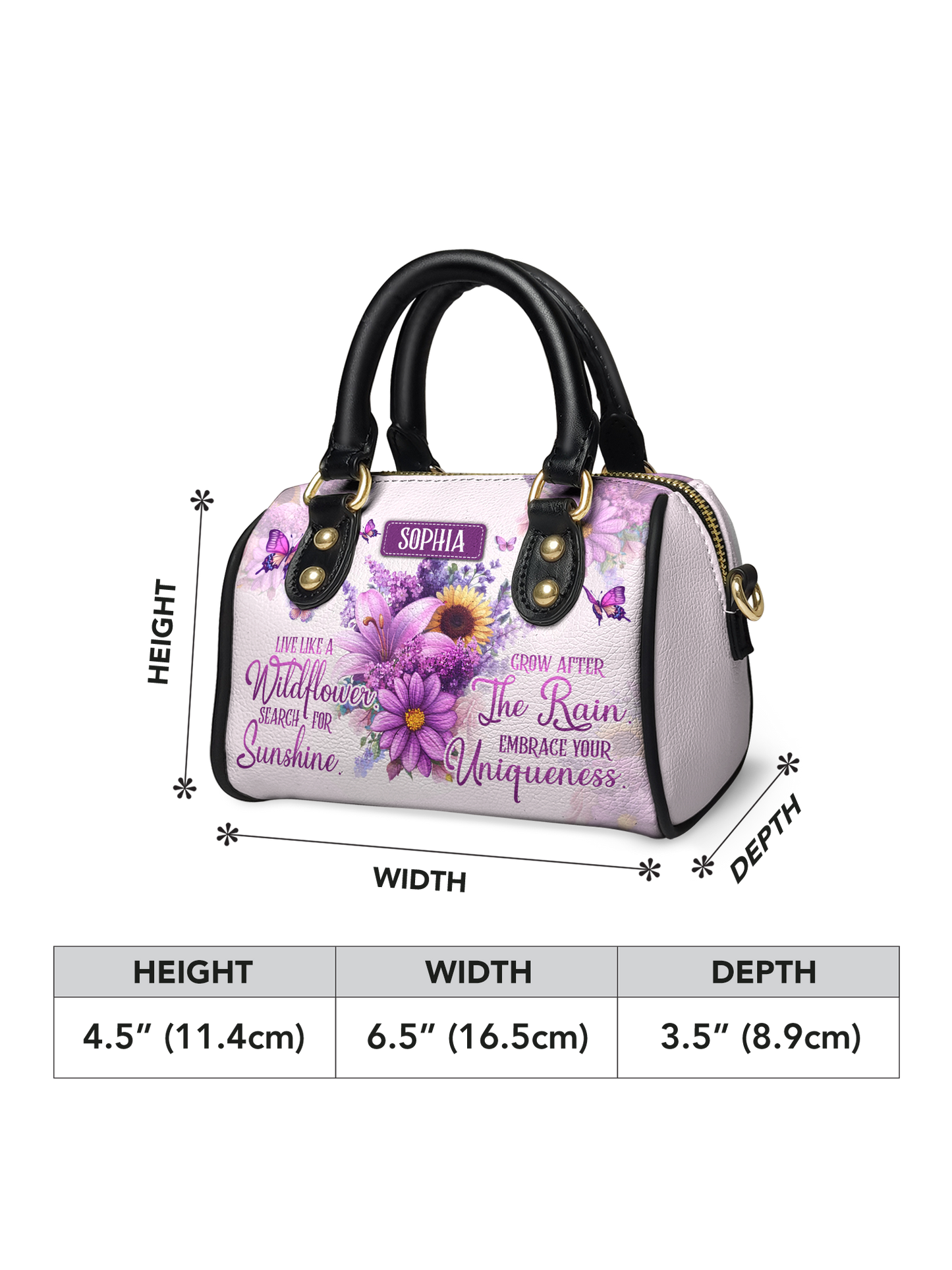 Live Like A Wildflower Search For Sunshine Grow After The Rain Embrace You Uniqueness Butterfly ANRZ02018298RG Mini Satchel