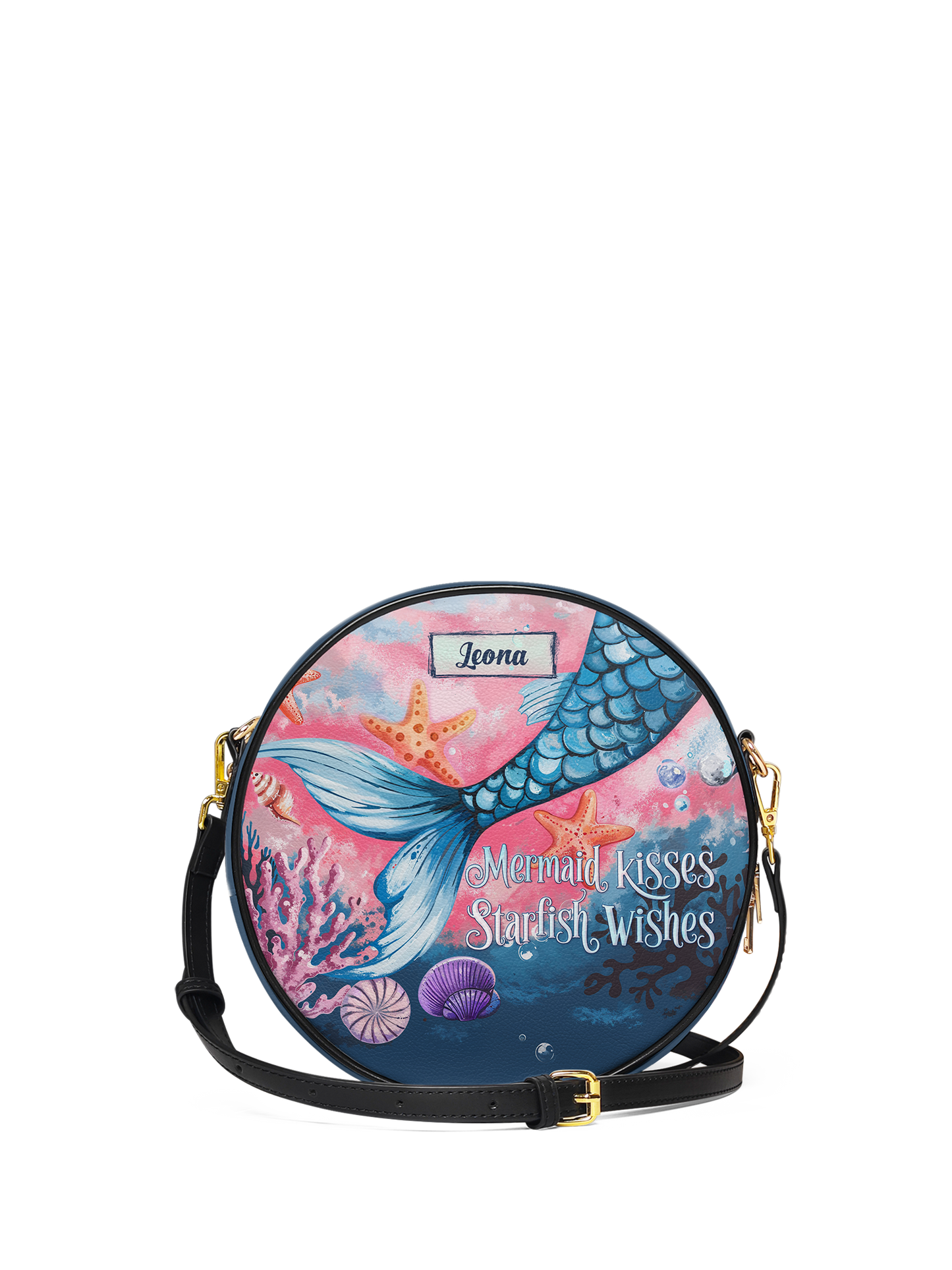 Mermaid Kisses Starfish Wishes Beach HHRZ07018657NX Circle Crossbody Bag