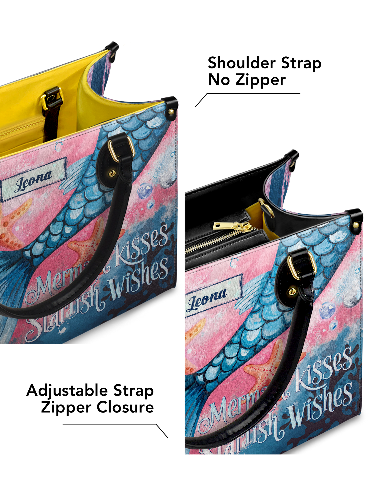 Mermaid Kisses Starfish Wishes Beach HTRZ27125101KI Leather Bag