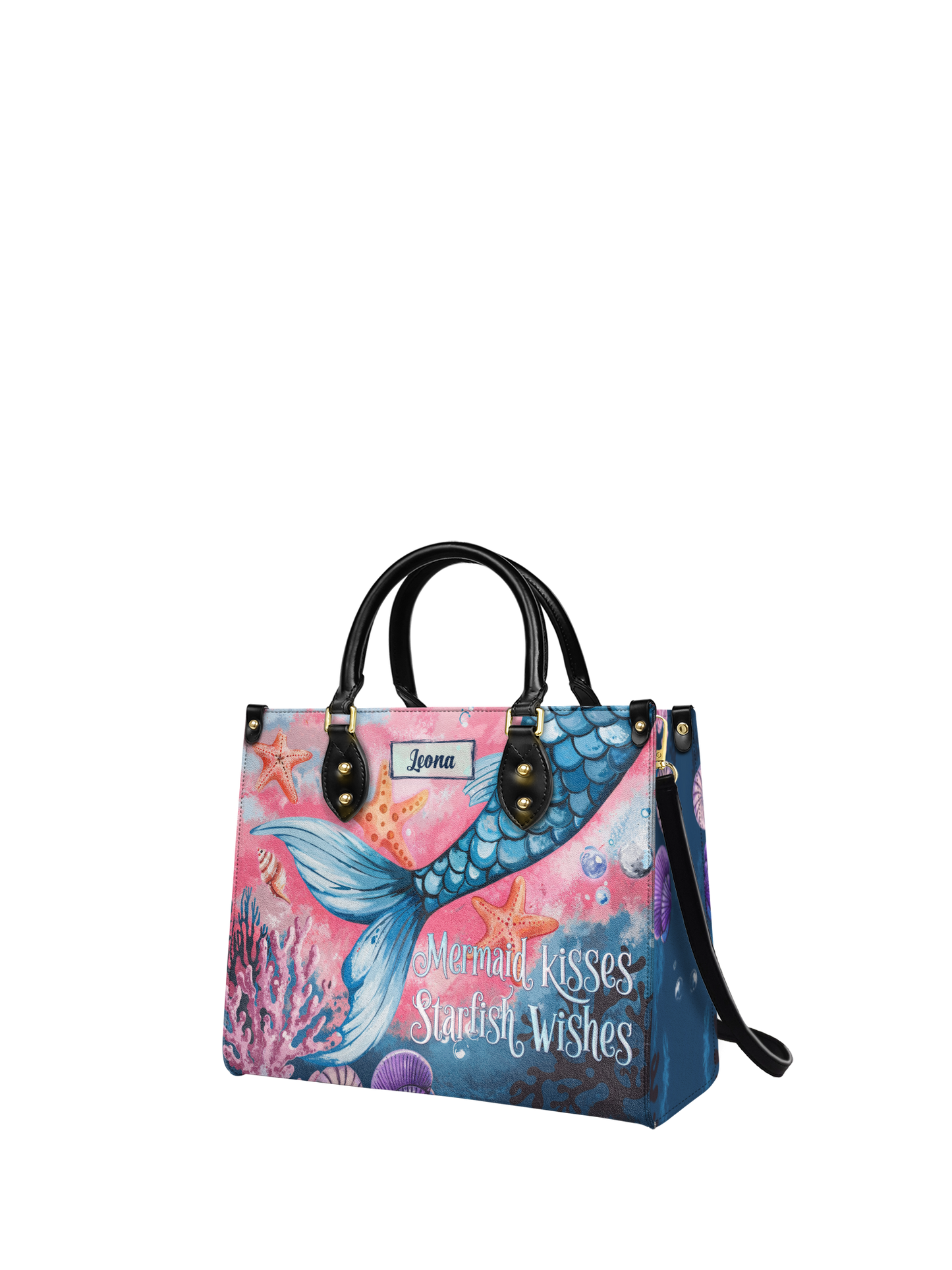 Mermaid Kisses Starfish Wishes Beach HTRZ27125101KI Leather Bag