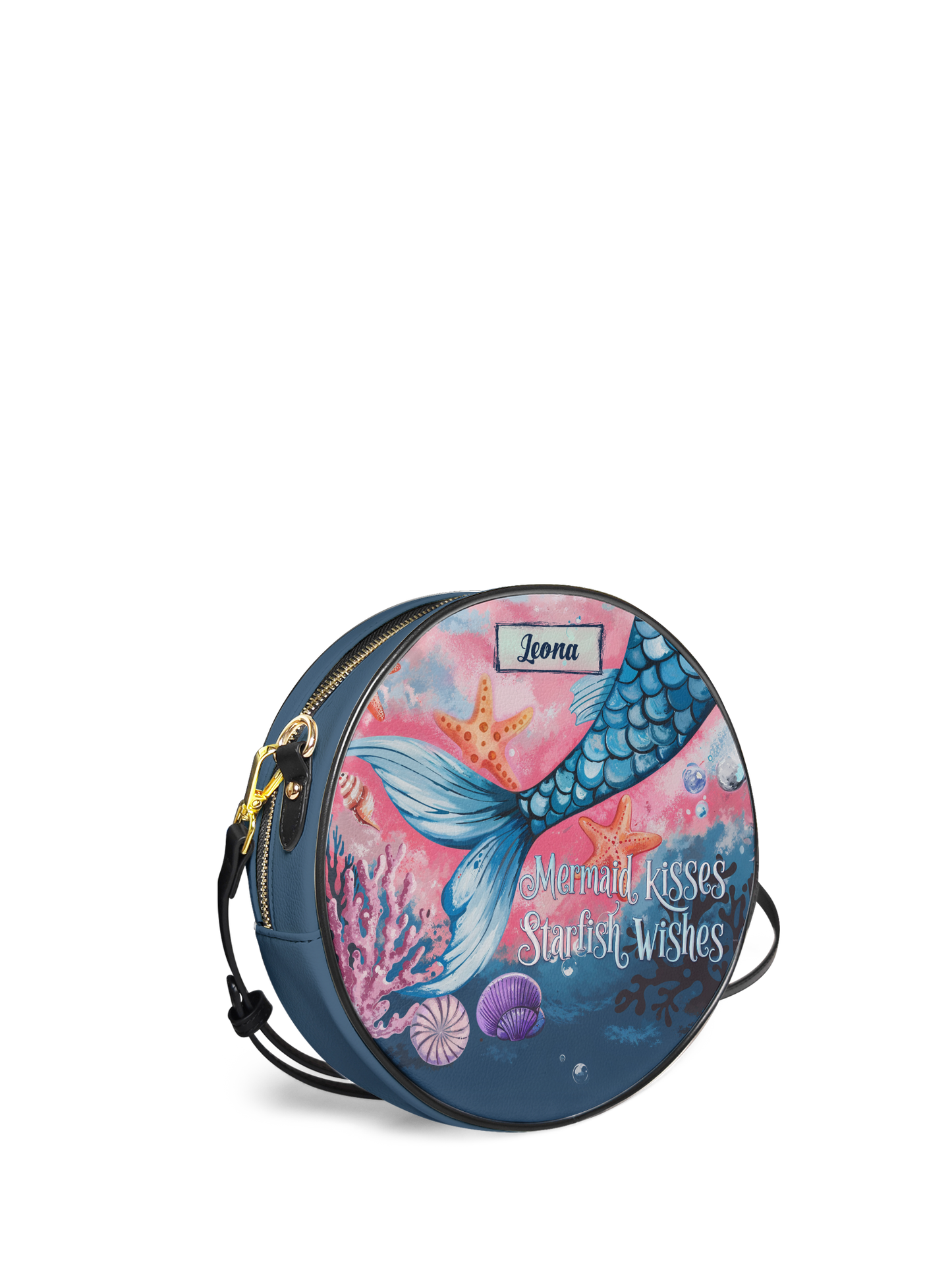 Mermaid Kisses Starfish Wishes Beach HHRZ07018657NX Circle Crossbody Bag