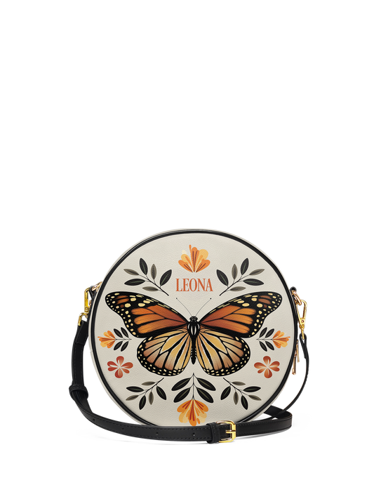 Minimalist Butterfly Flower HHRZ07018648JV Circle Crossbody Bag