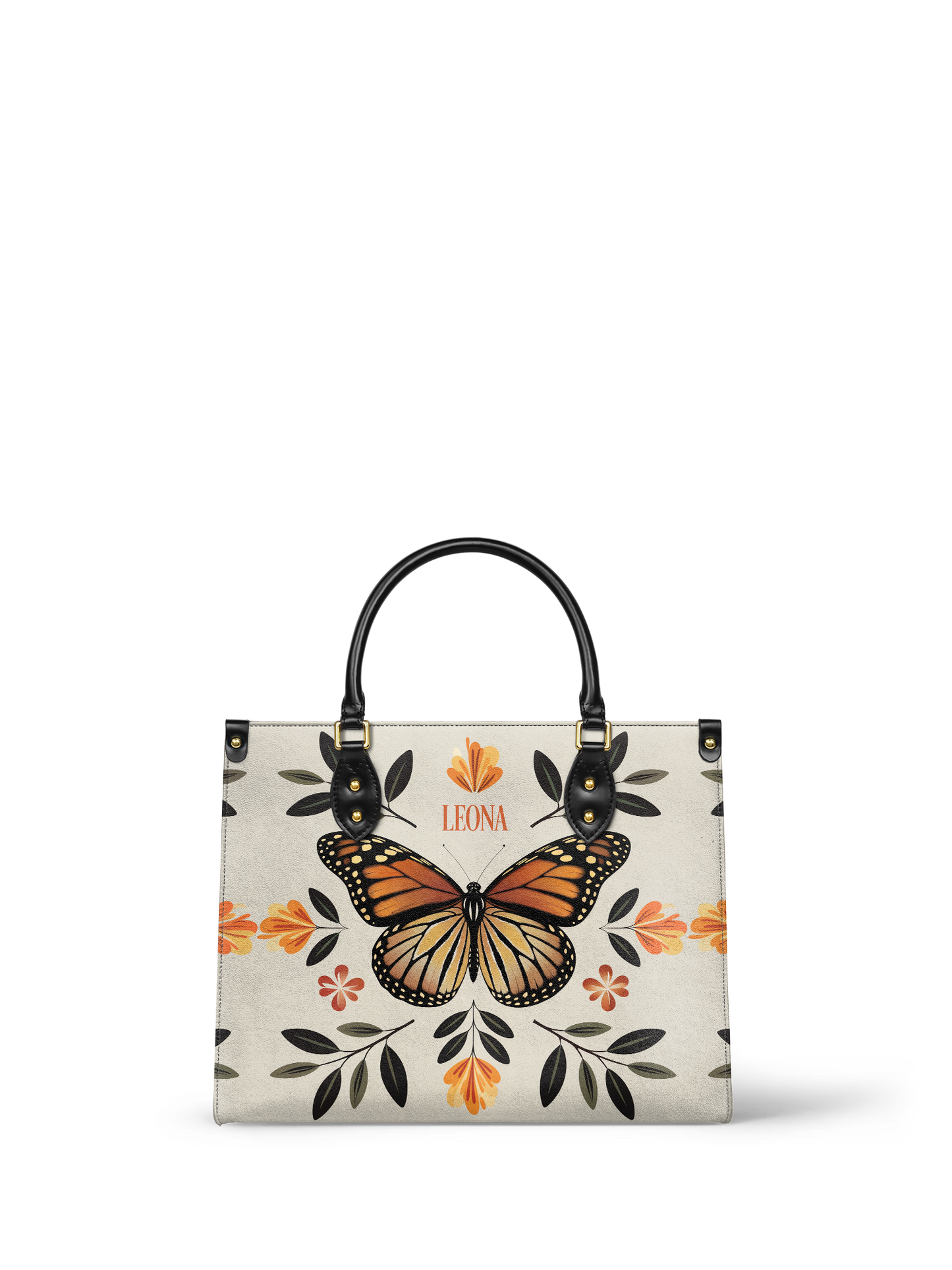 Minimalist Butterfly Flower HTRZ27127171HM Leather Bag