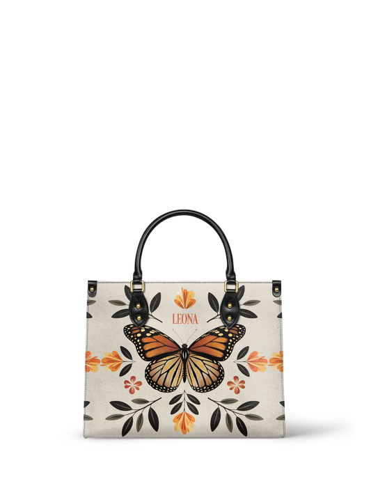 Minimalist Butterfly Flower HTRZ27127171HM Leather Bag