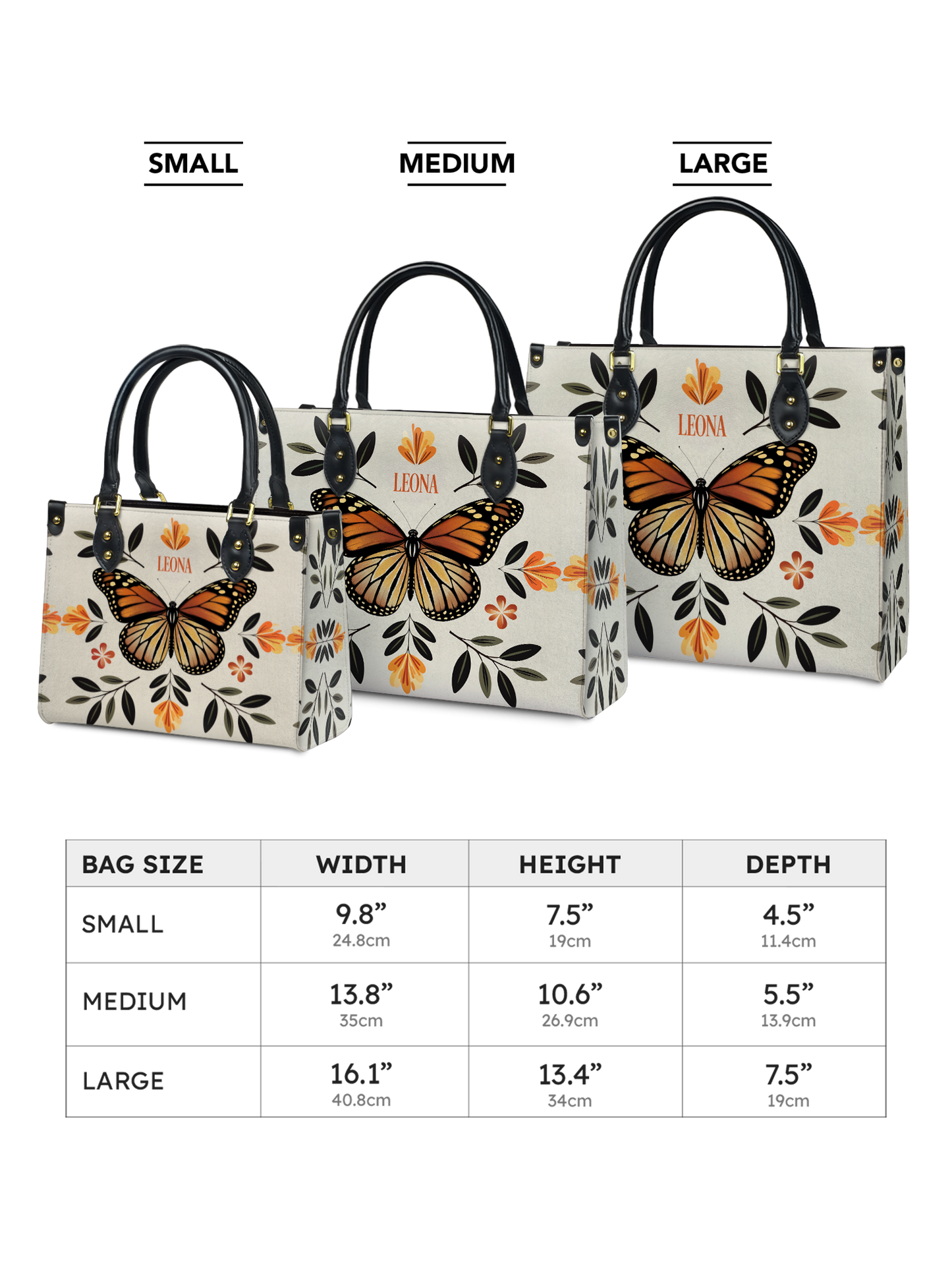 Minimalist Butterfly Flower HTRZ27127171HM Leather Bag