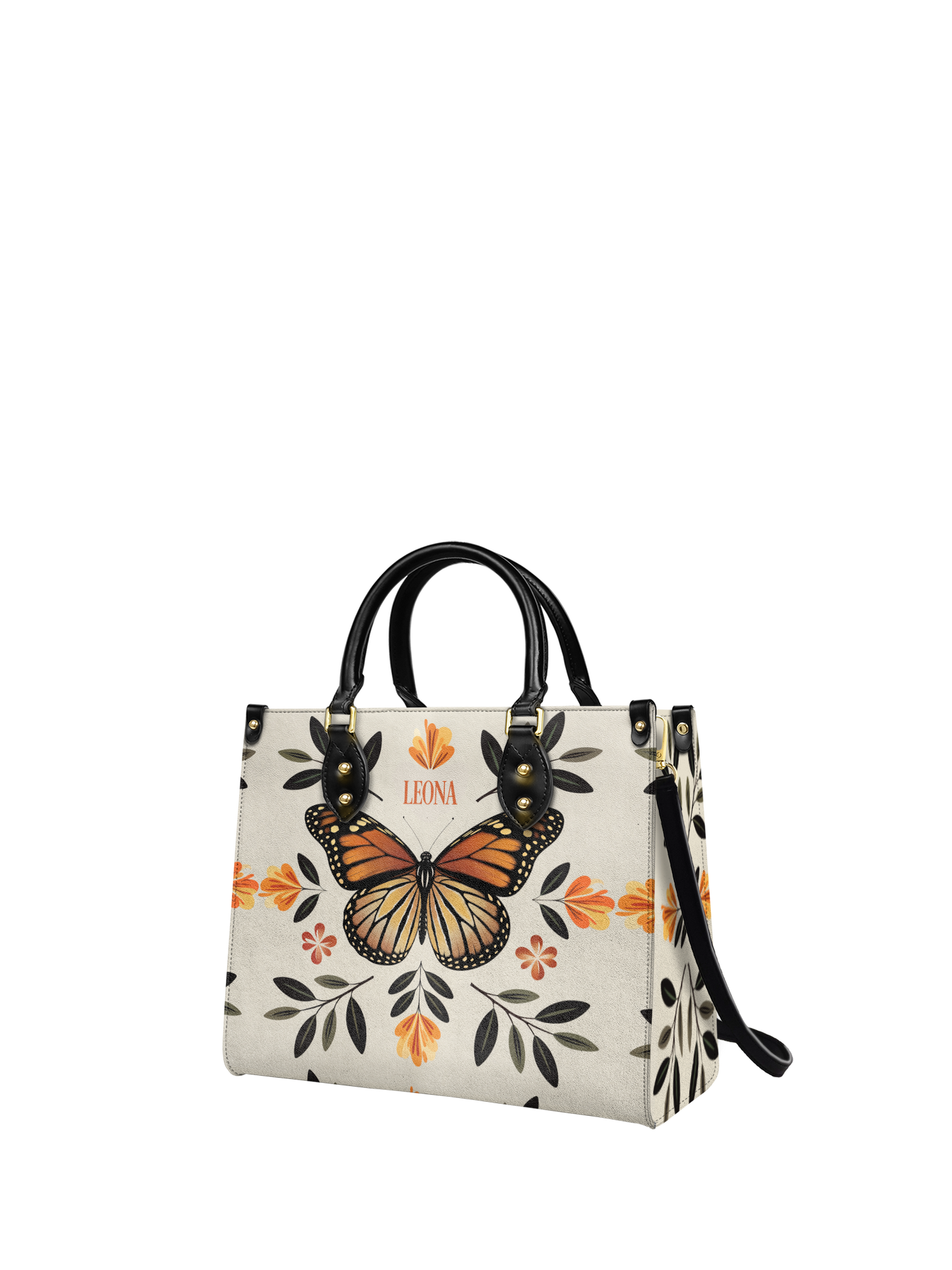 Minimalist Butterfly Flower HTRZ27127171HM Leather Bag