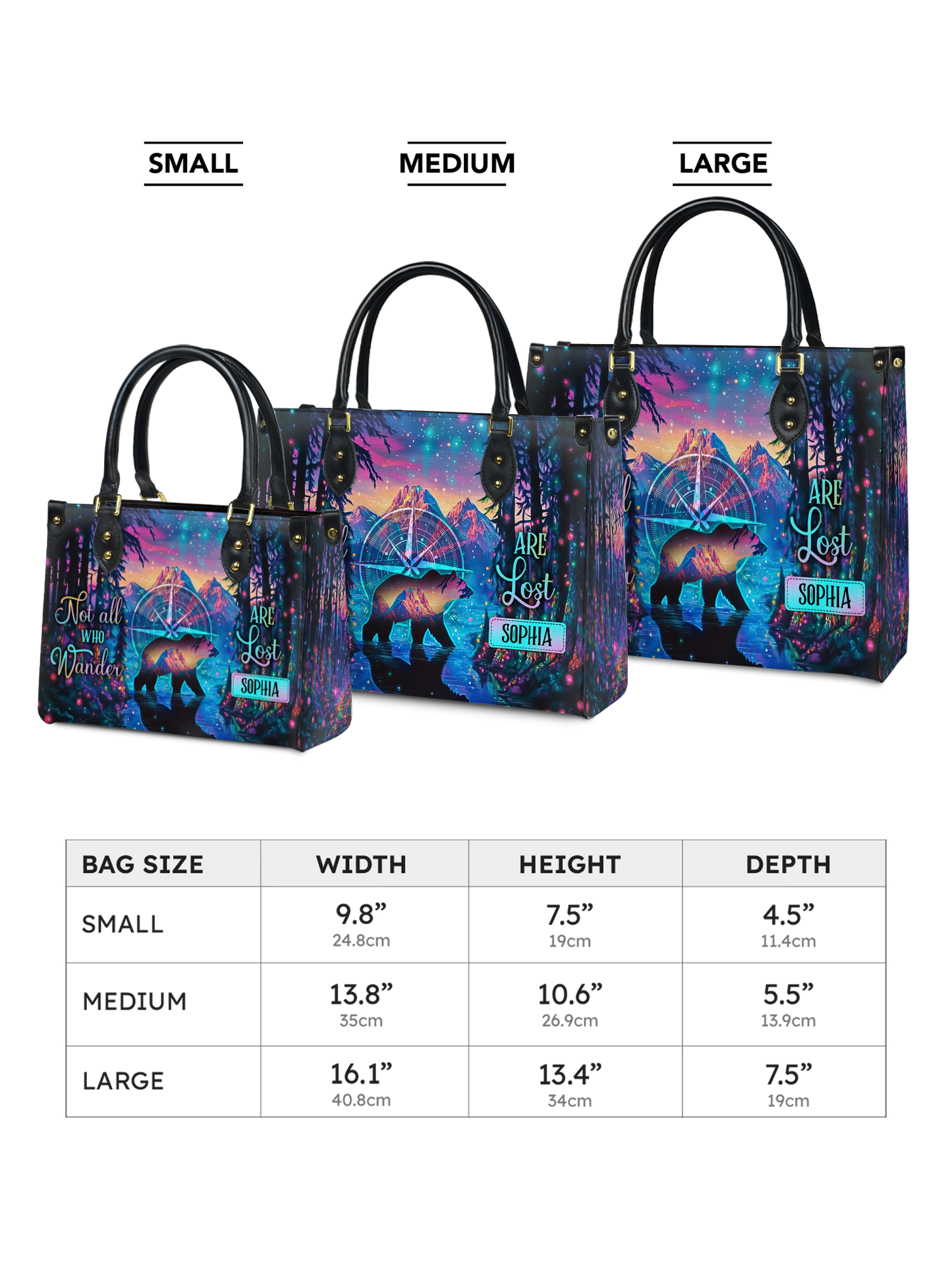 Not All Who Wander Are Lost Bear Jungle HHRZ27125561MW Leather Bag