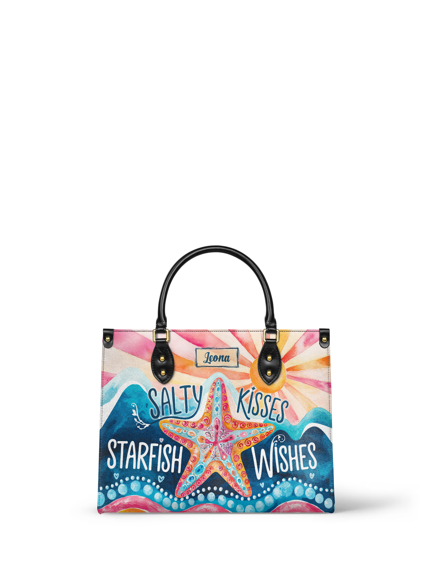 Salty Kisses Starfish Wishes Beach HTRZ27125112BZ Leather Bag