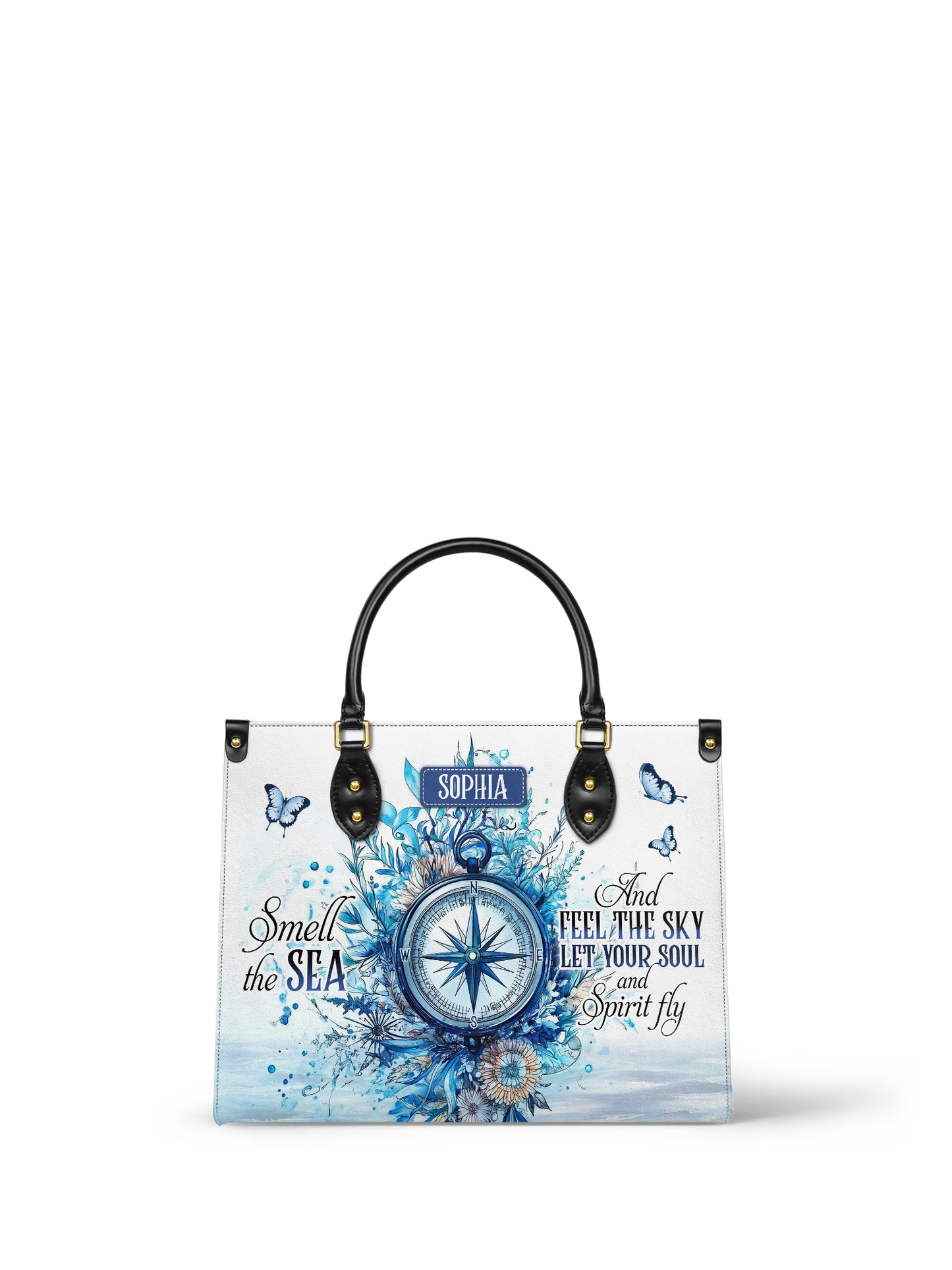 Smell The Sea And Feel The Sky Let Your Soul And Spirit Fly Compass HHRZ27129394IO Leather Bag