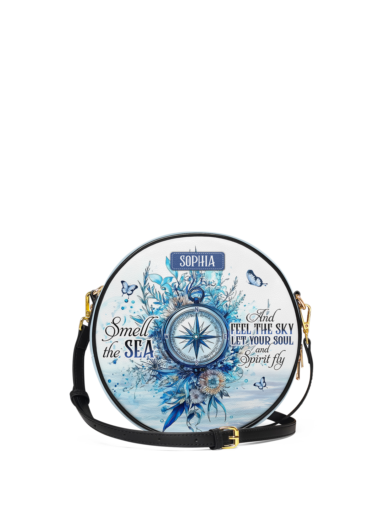 Smell The Sea And Feel The Sky Let Your Soul And Spirit Fly Compass HHRZ02013610UK Circle Crossbody Bag