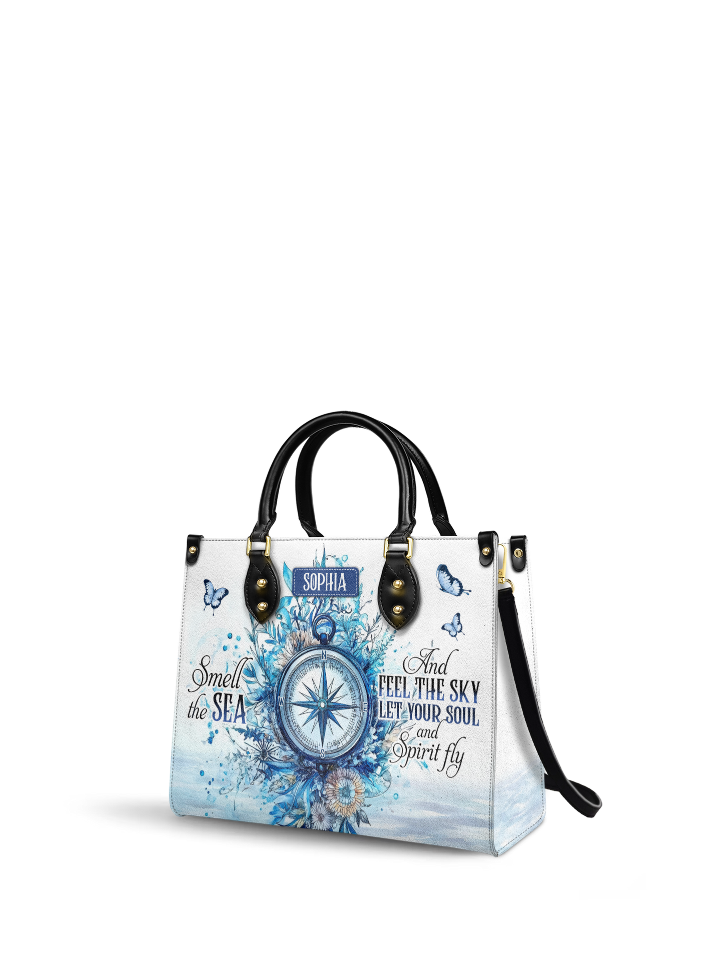 Smell The Sea And Feel The Sky Let Your Soul And Spirit Fly Compass HHRZ27129394IO Leather Bag