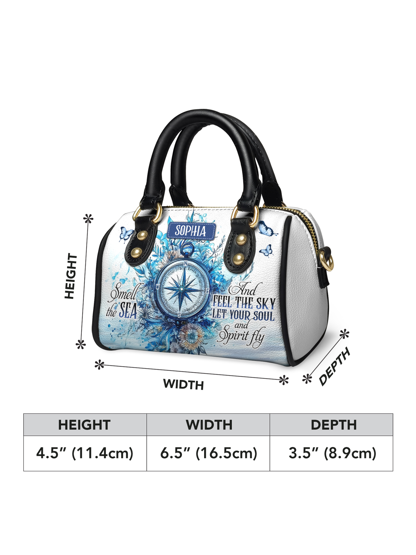 Smell The Sea And Feel The Sky Let Your Soul And Spirit Fly Compass ANRZ02019570FO Mini Satchel