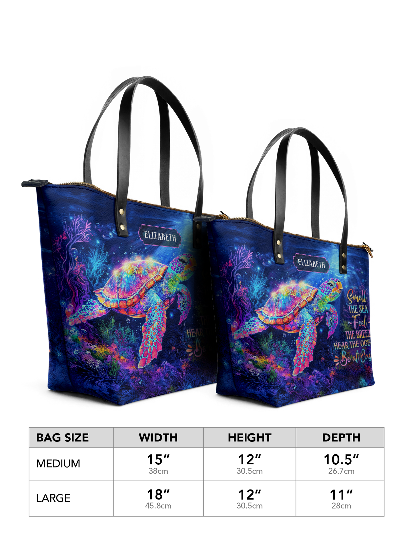 Smell The Sea Feel The Breeze Turtle Beach ANRZ02019883LA Leather Tote Bag