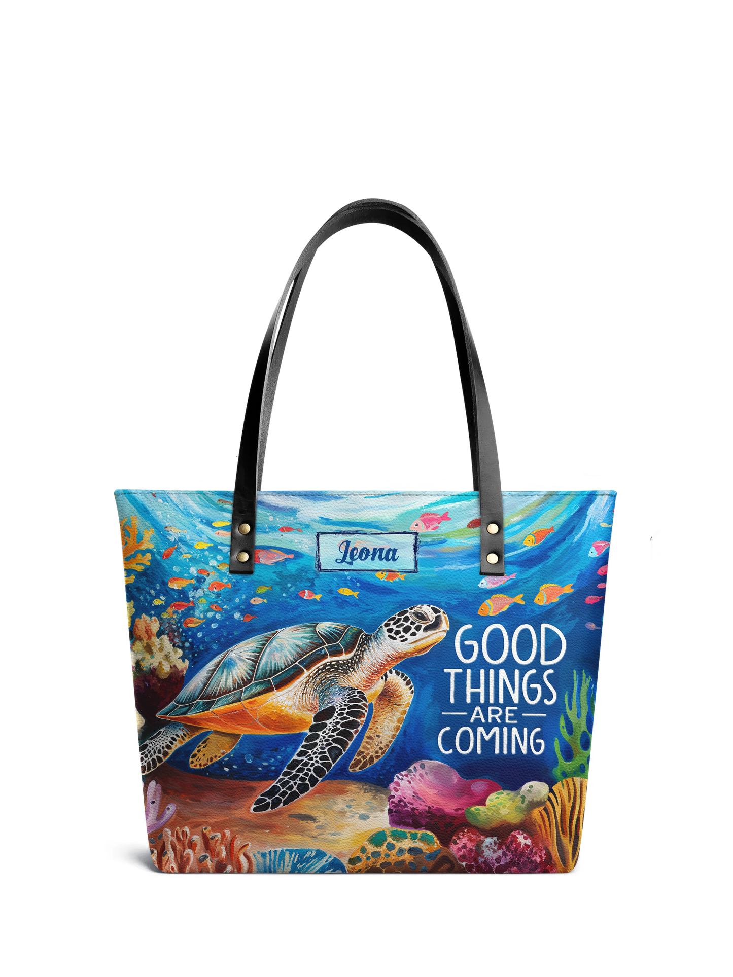 Good Things Are Coming Turtle Beach HTRZ30126824BH Leather Tote Bag