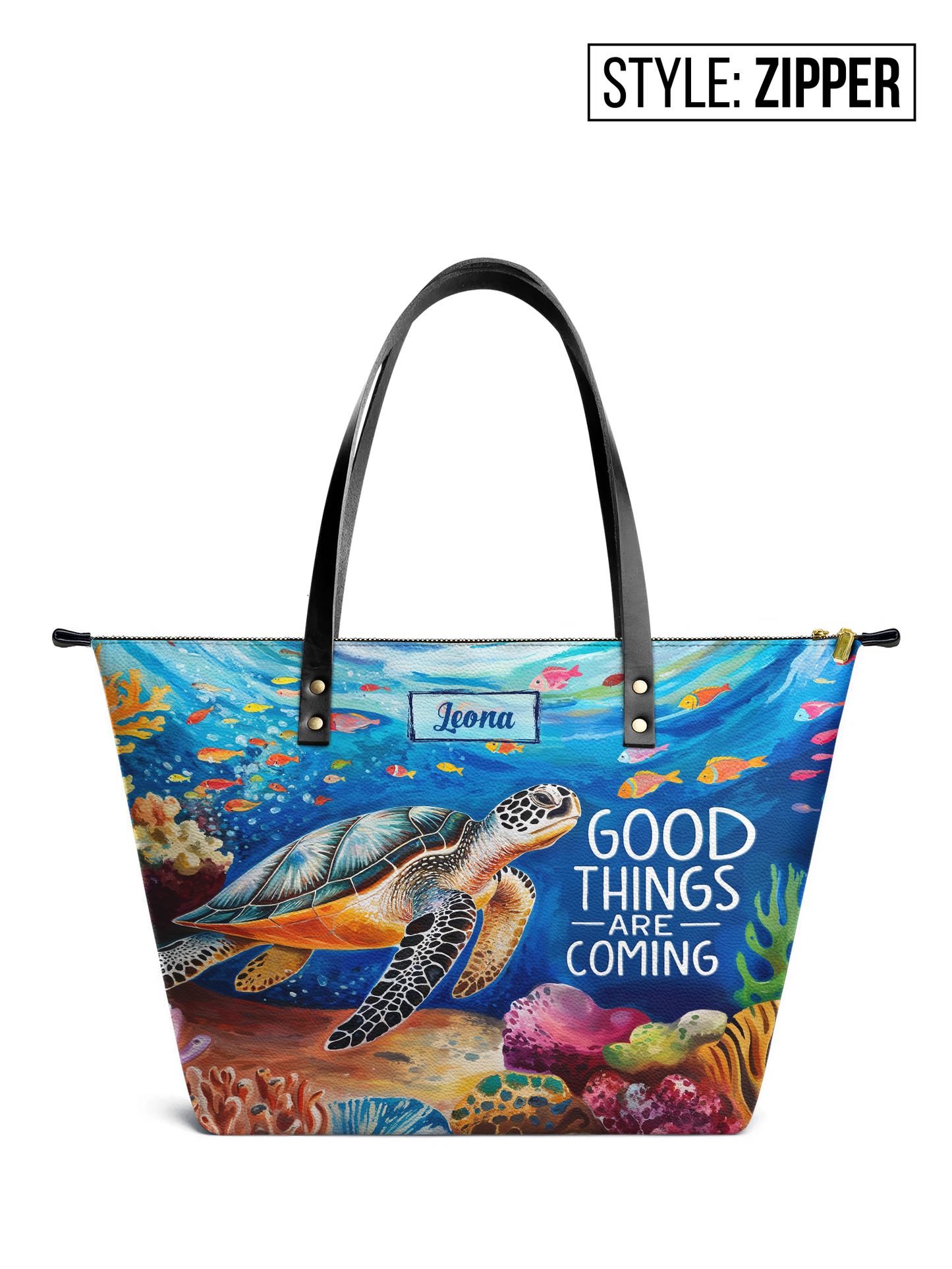 Good Things Are Coming Turtle Beach HTRZ30126824BH Leather Tote Bag