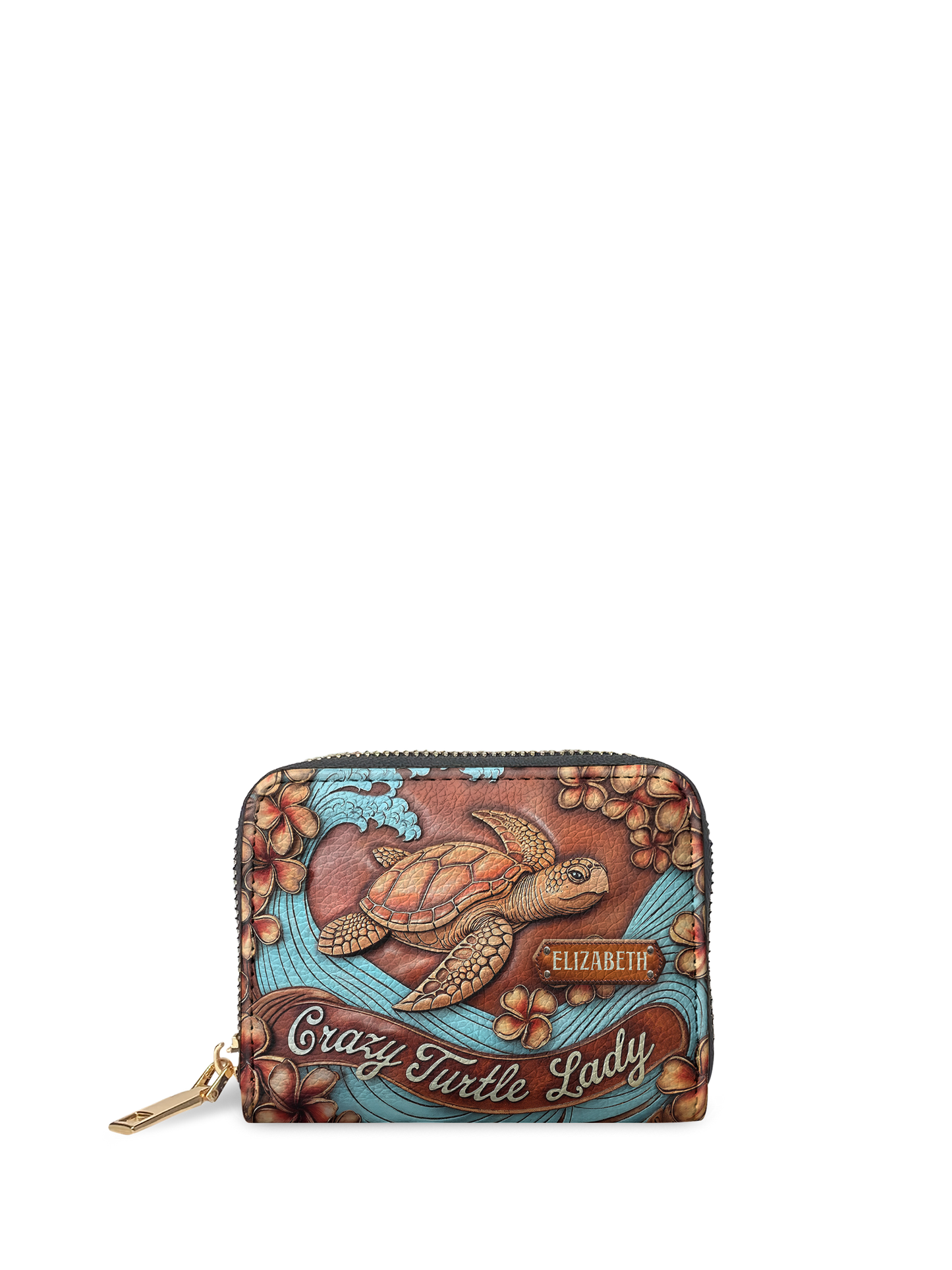 Crazy Turtle Lady Flower Beach HTRZ02013785GV Mini Wallet