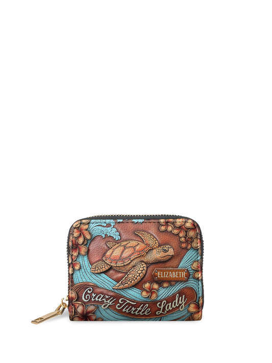 Crazy Turtle Lady Flower Beach HTRZ02013785GV Mini Wallet