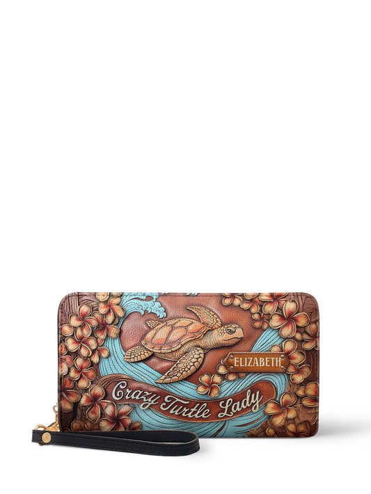 Crazy Turtle Lady Flower Beach HTRZ02011815BS Wallet