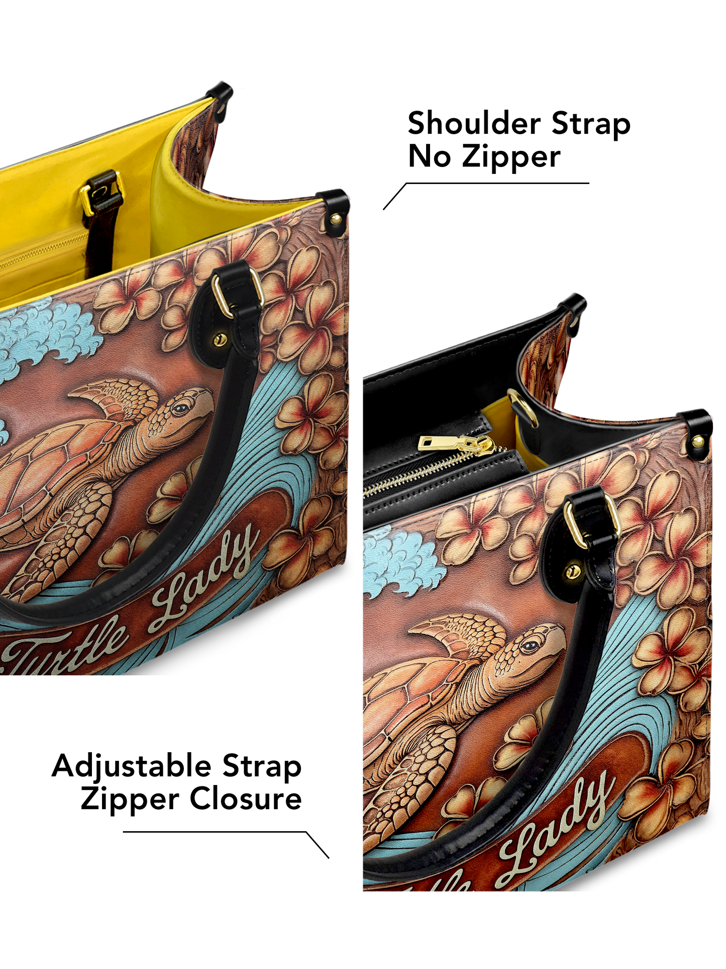 Crazy Turtle Lady Flower Beach ANRZ27129952CS Leather Bag