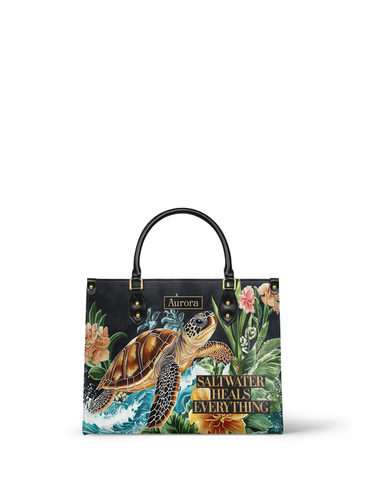 Saltwater Heals Everything Turtle Beach HTRZ27129357EN Leather Bag