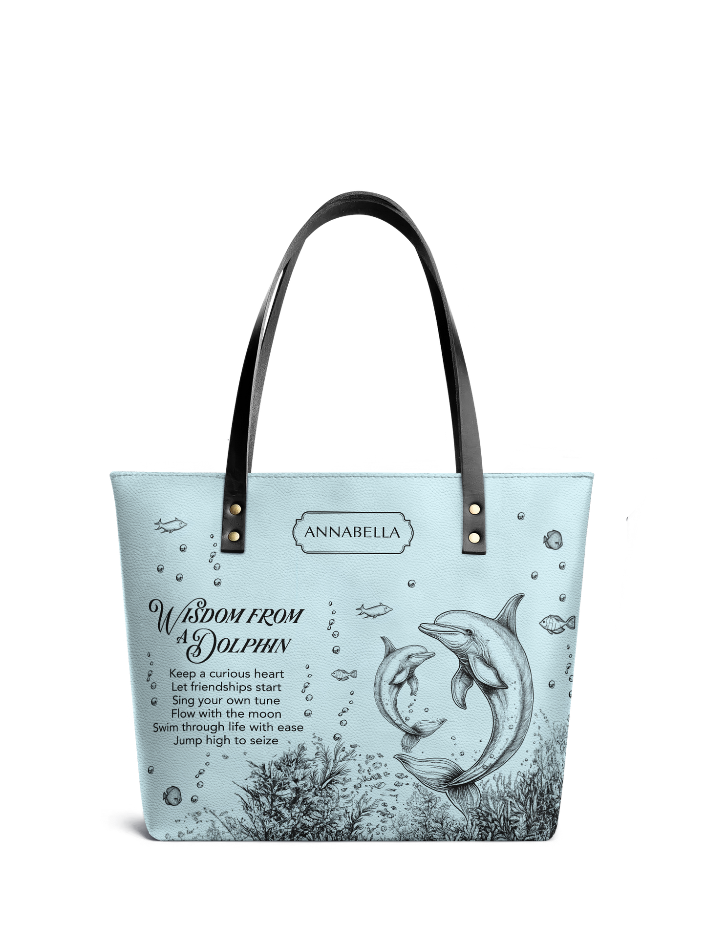 Wisdom From A Dolphin HHRZ07012602FQ Leather Tote Bag