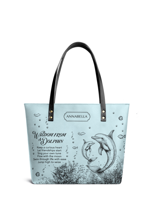 Wisdom From A Dolphin HHRZ07012602FQ Leather Tote Bag