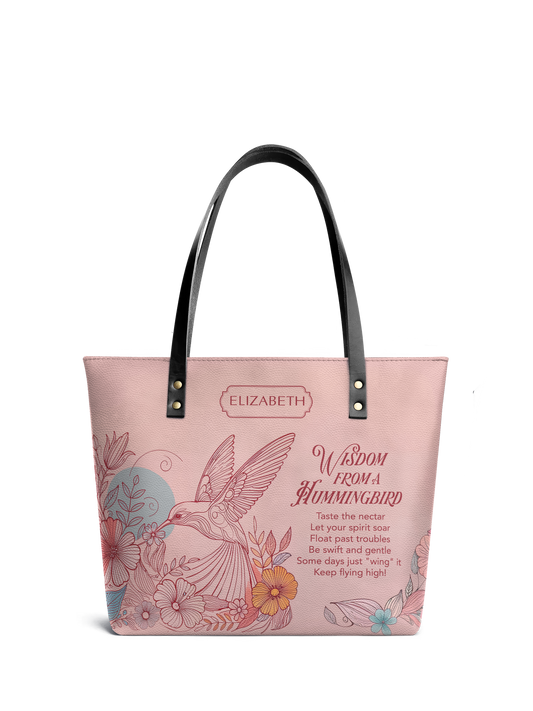 Wisdom From A Hummingbird ANRZ02012593WE Leather Tote Bag