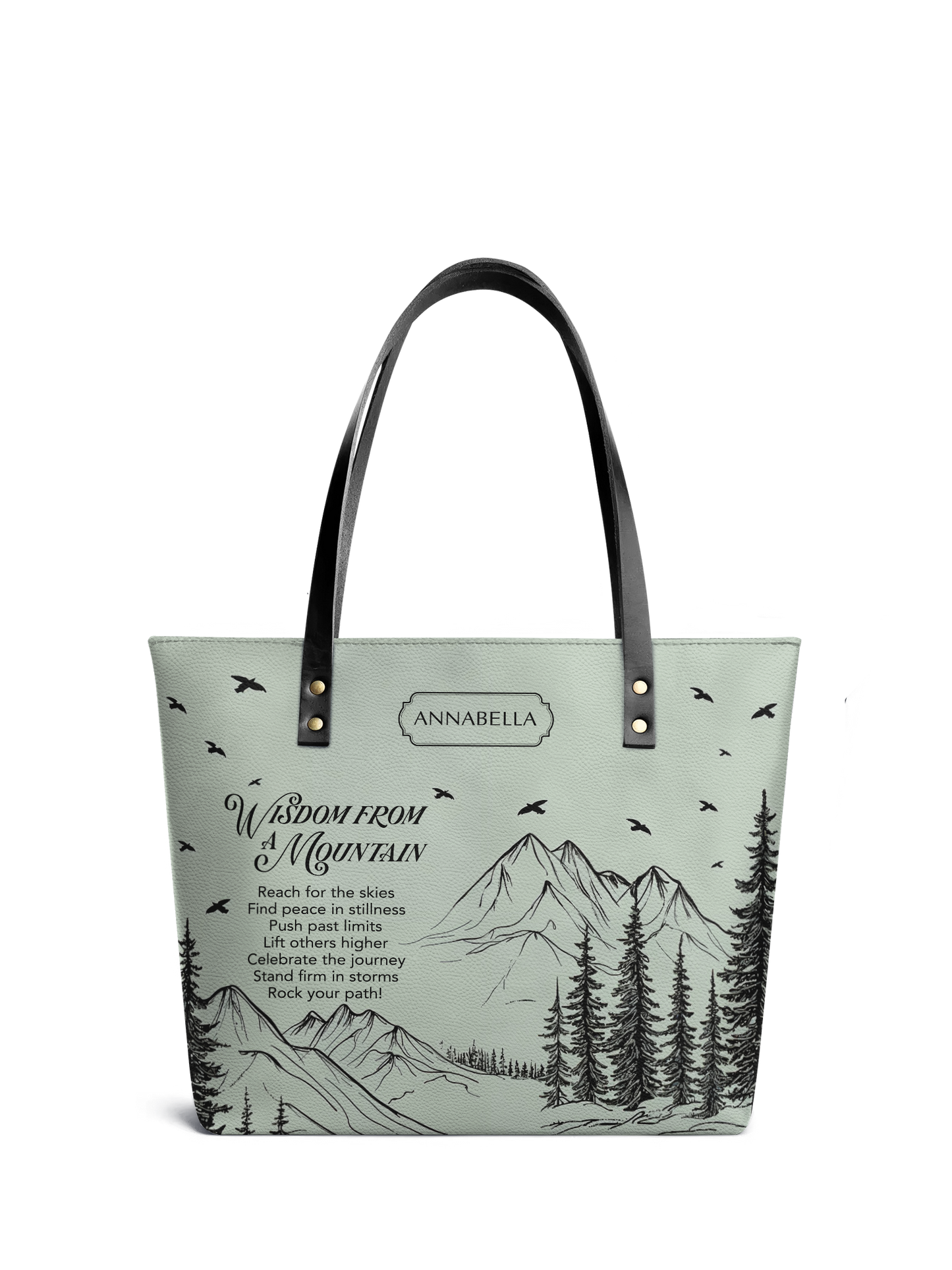 Wisdom From A Mountain HHRZ07013852TU Leather Tote Bag