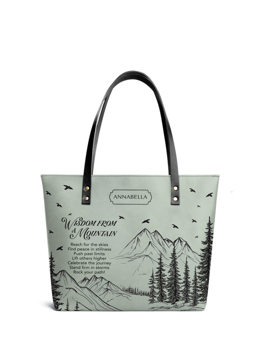 Wisdom From A Mountain HHRZ07013852TU Leather Tote Bag