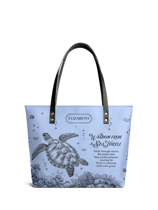 Wisdom From A Turtle ANRZ02018145EP Leather Tote Bag